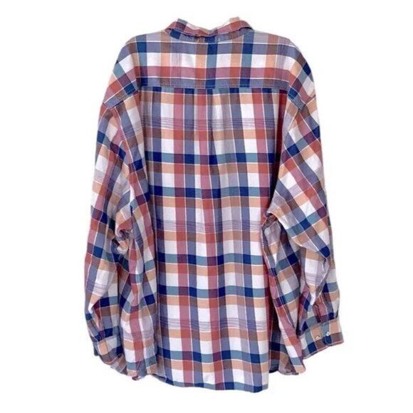 Tommy Bahama Men's Big & Tall 2XB Pure Coral Mendocino Button Front Plaid Shirt - Picture 3 of 9